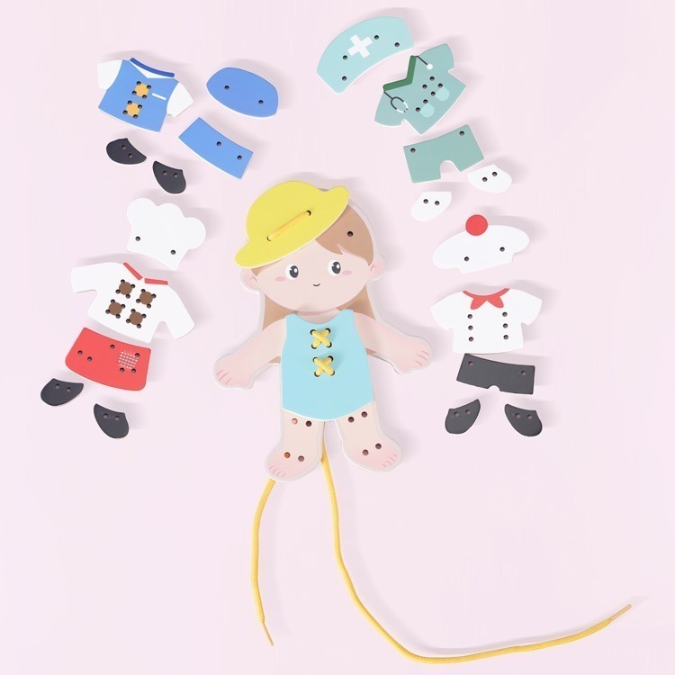 【德國 classic world 客來喜經典木玩】兒童穿線遊戲-我的工作服男孩款26pcs/女孩款28pcs-細節圖6