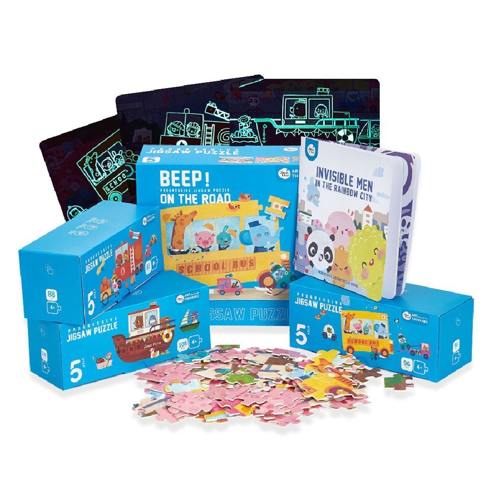 【JoanMiro 原創美玩 】漸進式拼圖-夜光交通款(88pcs+96pcs+108pcs) JM93790-細節圖2