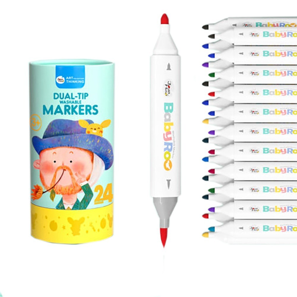 【JoanMiro 原創美玩 】兒童雙頭可水洗彩色筆(24色) JM80479-細節圖2