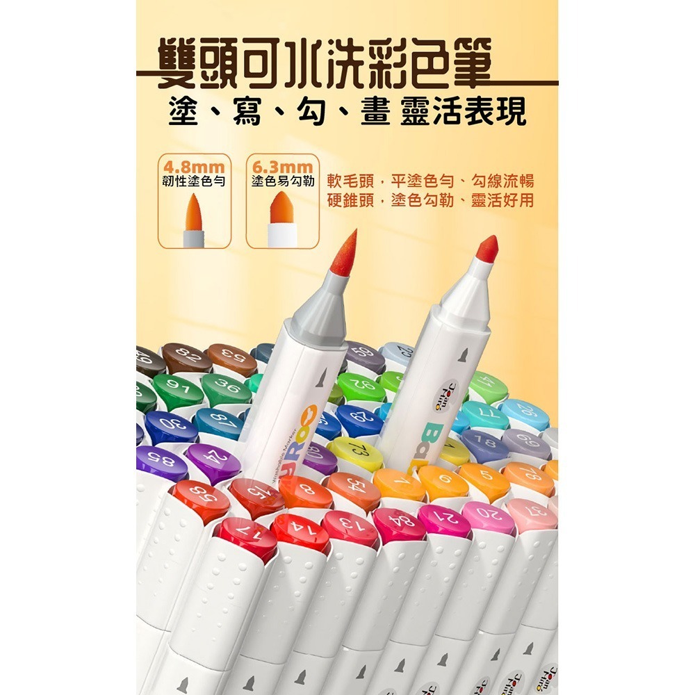 【JoanMiro 原創美玩 】兒童雙頭可水洗彩色筆(24色) JM80479-細節圖3
