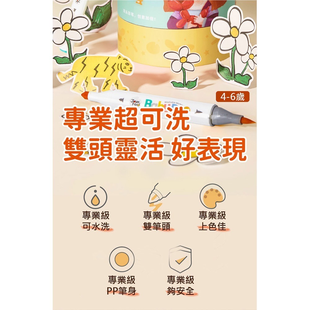 【JoanMiro 原創美玩 】兒童雙頭可水洗彩色筆(24色) JM80479-細節圖4