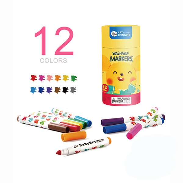 【JarMelo 原創美玩】兒童可水洗彩色筆(12色) JA90480-細節圖2