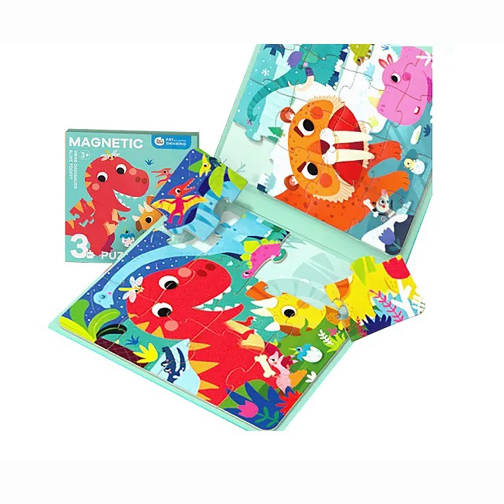 【JarMelo 原創美玩】磁性摺疊拼圖書-夜光恐龍時代 JA95102-細節圖2