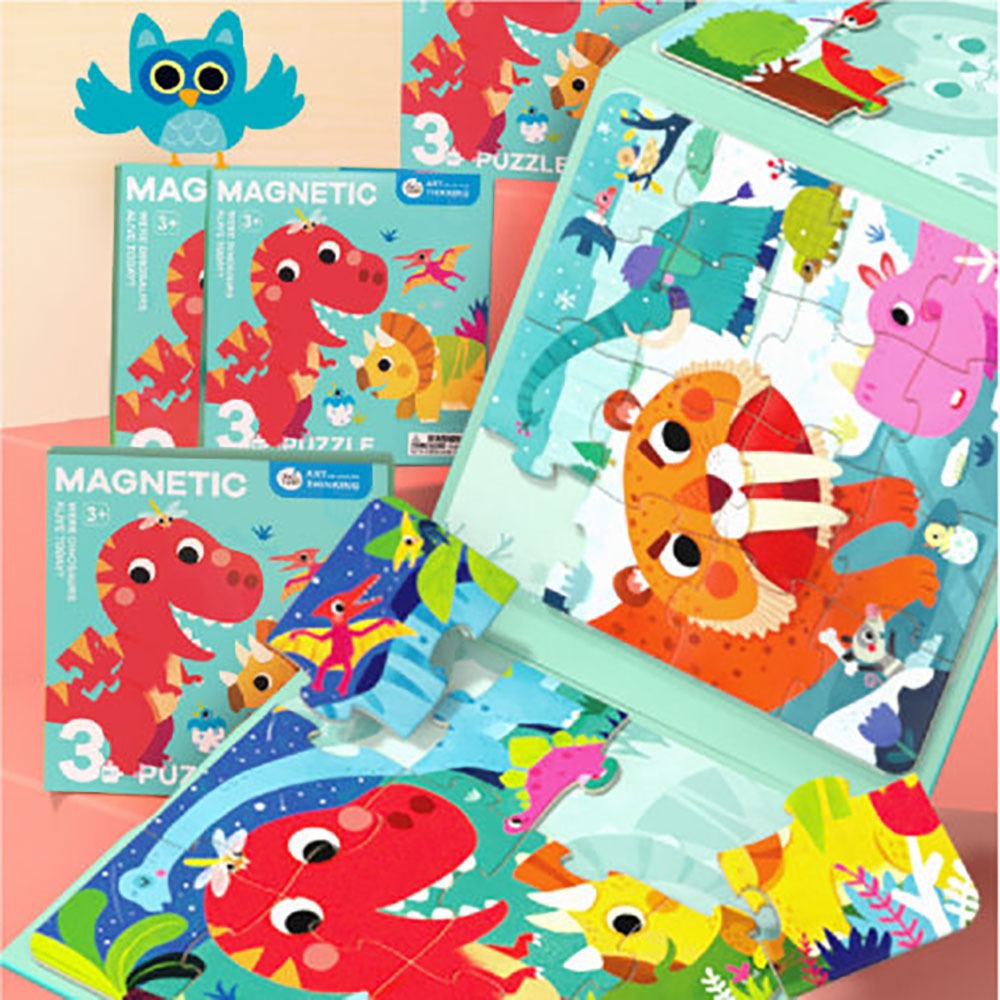 【JarMelo 原創美玩】磁性摺疊拼圖書-夜光恐龍時代 JA95102-細節圖3