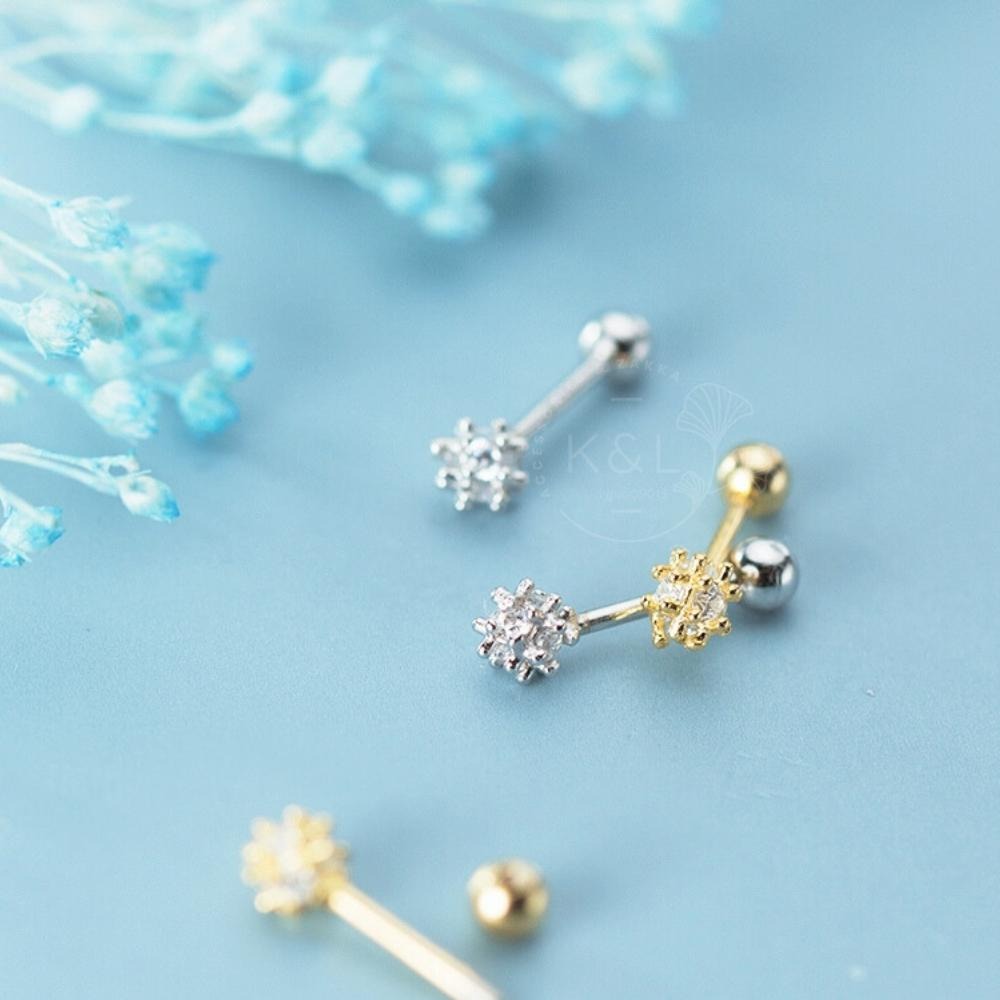 現貨。【s925純銀】鎖珠耳環 立體井字鋯石耳環 轉珠耳環 養耳洞 耳棍 男女可 防耳洞密合 耳針耳環 耳棒 耳環-細節圖3