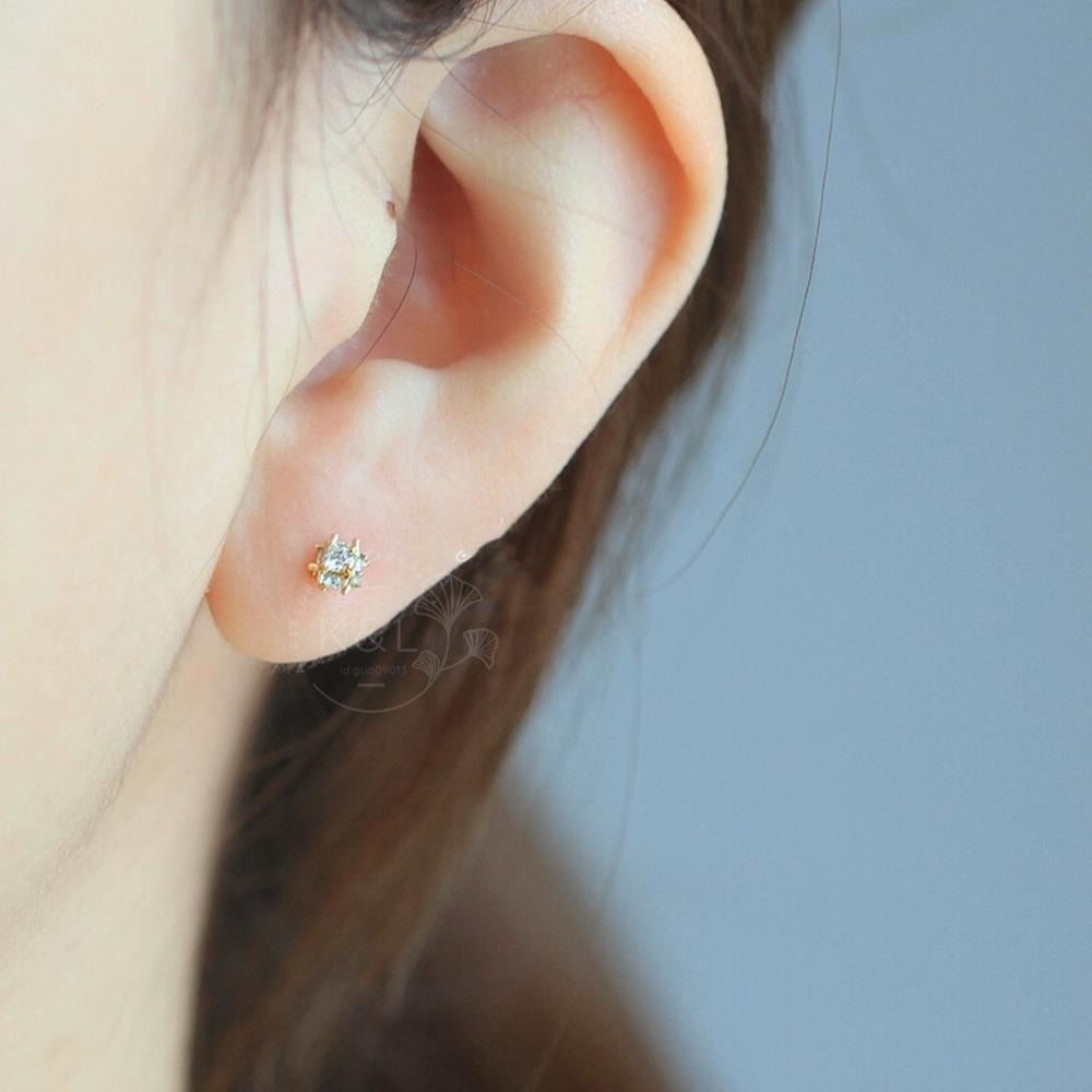 現貨。【s925純銀】鎖珠耳環 立體井字鋯石耳環 轉珠耳環 養耳洞 耳棍 男女可 防耳洞密合 耳針耳環 耳棒 耳環-細節圖8