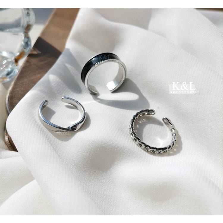 現貨。韓國簡約開口戒指3件套 極簡設計款 百搭 龐克 嘻哈 復古 中性款 C型戒指-細節圖3