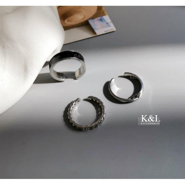 現貨。韓國簡約開口戒指3件套 極簡設計款 百搭 龐克 嘻哈 復古 中性款 C型戒指-細節圖4