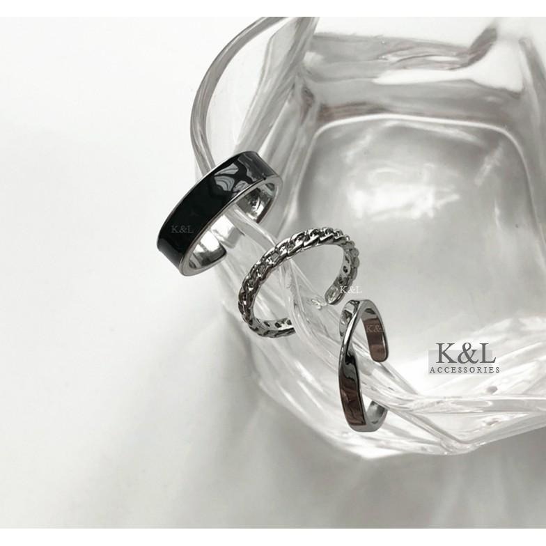 現貨。韓國簡約開口戒指3件套 極簡設計款 百搭 龐克 嘻哈 復古 中性款 C型戒指-細節圖5