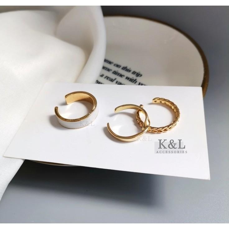 現貨。韓國簡約開口戒指3件套 極簡設計款 百搭 龐克 嘻哈 復古 中性款 C型戒指-細節圖6