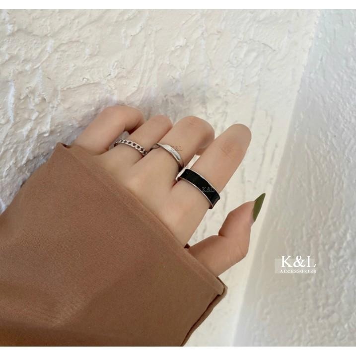 現貨。韓國簡約開口戒指3件套 極簡設計款 百搭 龐克 嘻哈 復古 中性款 C型戒指-細節圖7