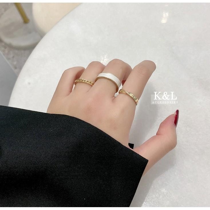 現貨。韓國簡約開口戒指3件套 極簡設計款 百搭 龐克 嘻哈 復古 中性款 C型戒指-細節圖8