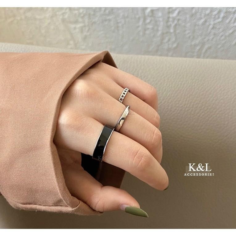 現貨。韓國簡約開口戒指3件套 極簡設計款 百搭 龐克 嘻哈 復古 中性款 C型戒指-細節圖9