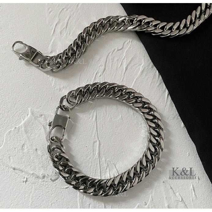 現貨。【鈦鋼手鍊】歐美潮牌鍊條手鍊 男手鍊 西德鋼手鍊 龐克 嘻哈 簡約 中性款 明星同款 鋼手環 鋼手鍊-細節圖4