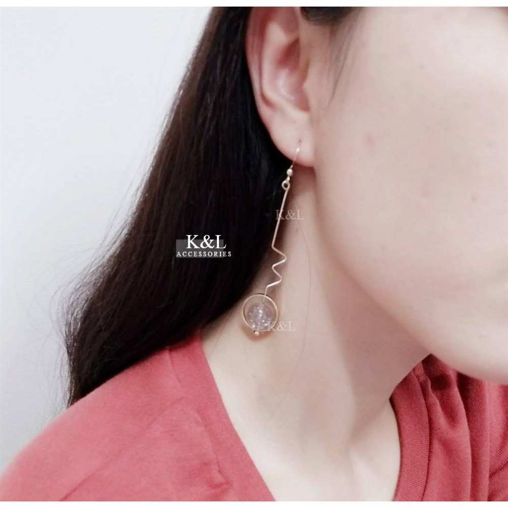 現貨甜甜價。可改夾式 s925銀勾 波浪糖果圓珠耳環 耳針 圓珠 垂墜耳環 夾式耳環 耳夾 耳環 無耳洞 螺旋夾耳環-細節圖7