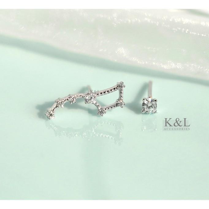 現貨。【全純銀輕14K金】北斗七星鑲鑽耳環 輕奢系列 純銀耳環 簡約 百搭 氣質 優雅 星星耳環 情人節 生日 送禮-細節圖4