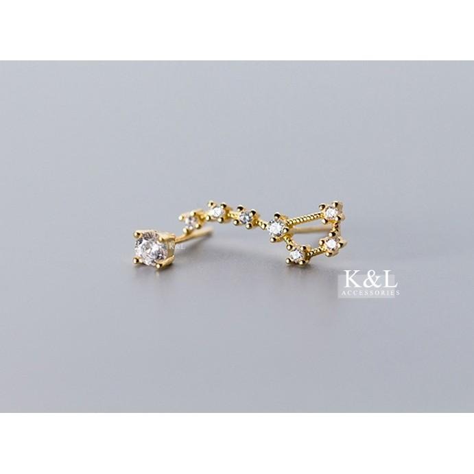 現貨。【全純銀輕14K金】北斗七星鑲鑽耳環 輕奢系列 純銀耳環 簡約 百搭 氣質 優雅 星星耳環 情人節 生日 送禮-細節圖5