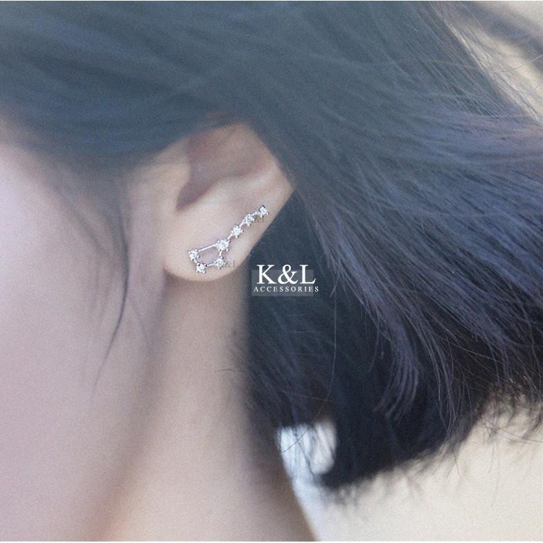 現貨。【全純銀輕14K金】北斗七星鑲鑽耳環 輕奢系列 純銀耳環 簡約 百搭 氣質 優雅 星星耳環 情人節 生日 送禮-細節圖6