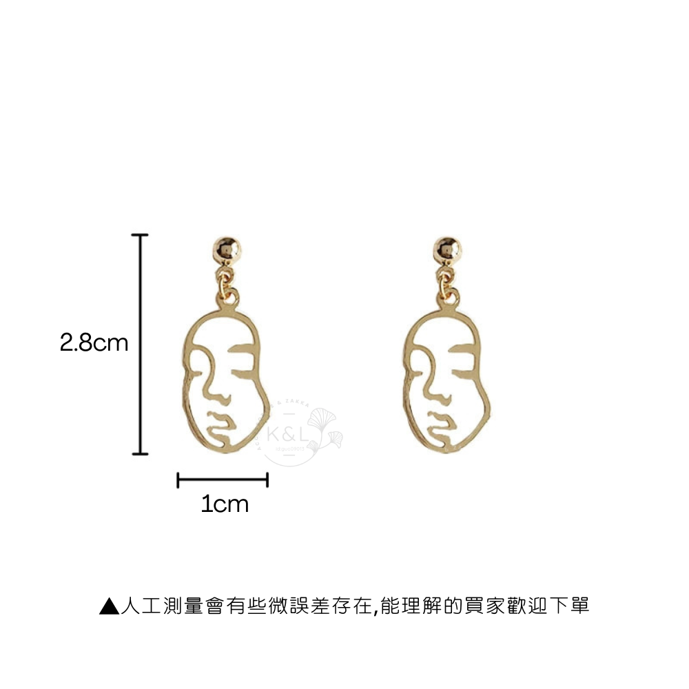 現貨。純銀針式｜夾式 抽象線條臉譜耳環 人臉耳環 耳環 蚊香耳夾 漩渦耳夾 無耳洞 夾式 蚊香夾 耳夾耳環-細節圖2