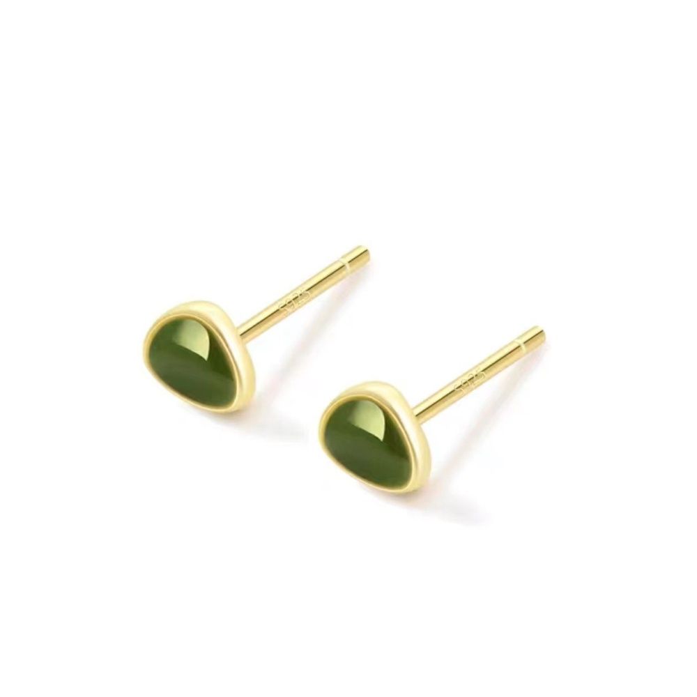 針式｜夾式｜全純銀 迷你質感酪梨綠耳環 小清新 養耳洞 日常配戴耳環 通勤耳環 耳針 純銀耳環 禮物-細節圖3