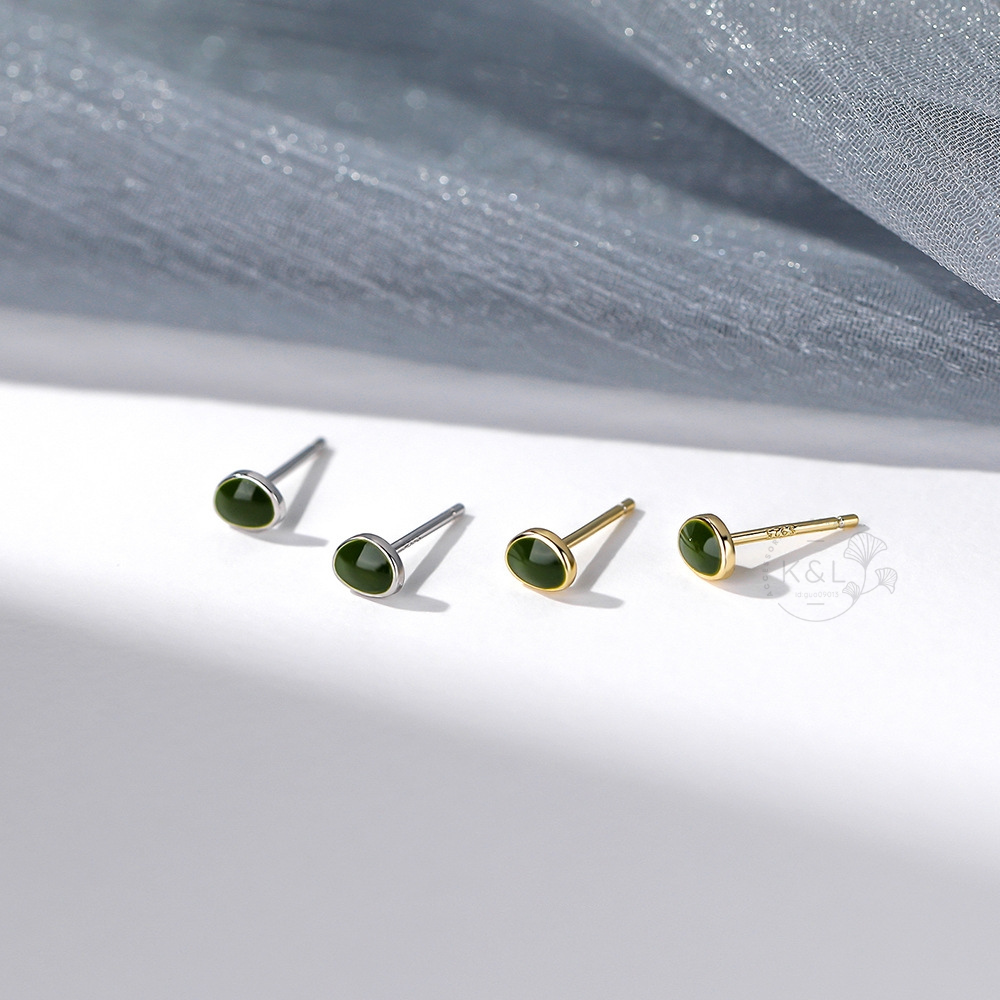 針式｜夾式｜全純銀 迷你質感酪梨綠耳環 小清新 養耳洞 日常配戴耳環 通勤耳環 耳針 純銀耳環 禮物-細節圖4