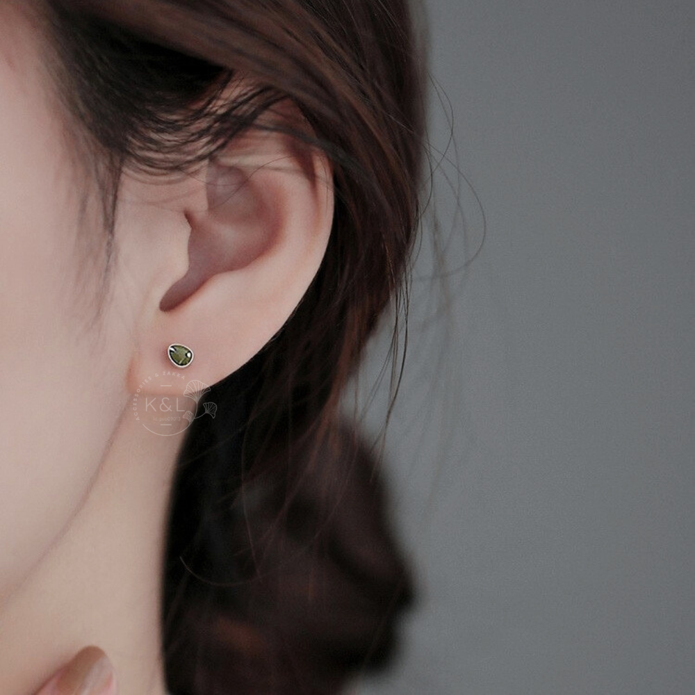 針式｜夾式｜全純銀 迷你質感酪梨綠耳環 小清新 養耳洞 日常配戴耳環 通勤耳環 耳針 純銀耳環 禮物-細節圖7