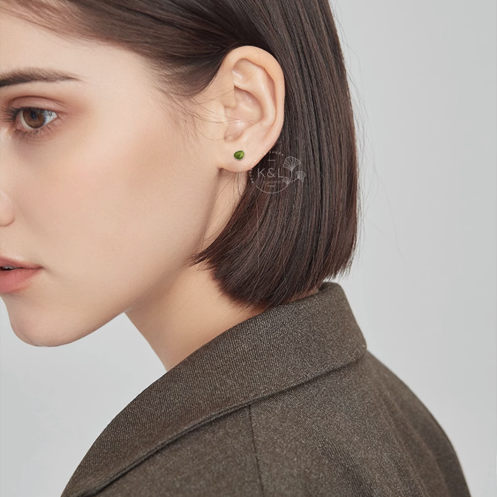 針式｜夾式｜全純銀 迷你質感酪梨綠耳環 小清新 養耳洞 日常配戴耳環 通勤耳環 耳針 純銀耳環 禮物-細節圖8