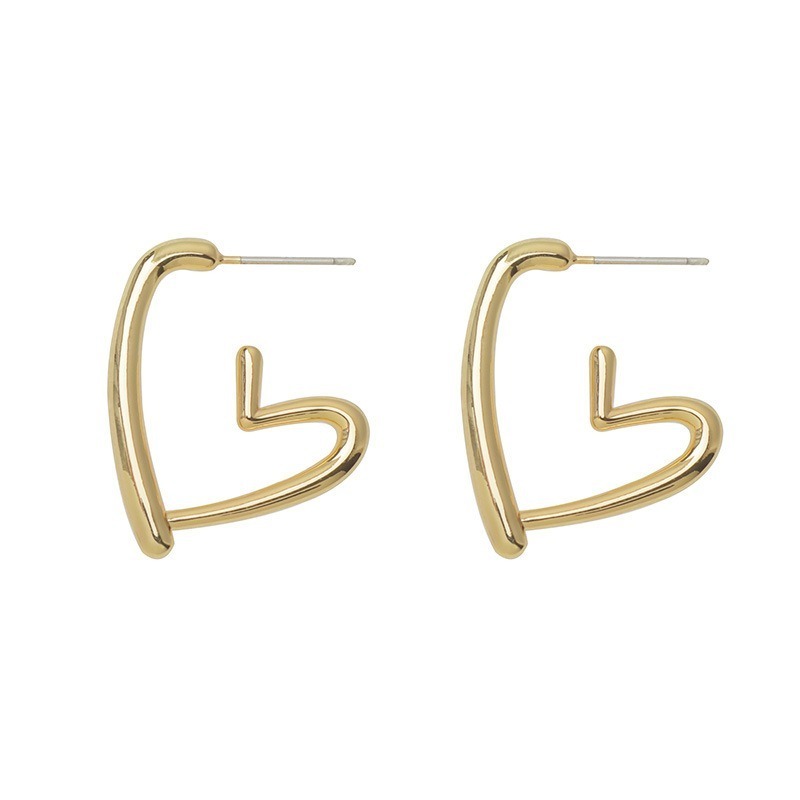 2色｜針式｜夾式 鏤空框架愛心耳環 極簡設計 歐美耳環 愛心耳環 耳針 耳環 飾品 禮物-細節圖3