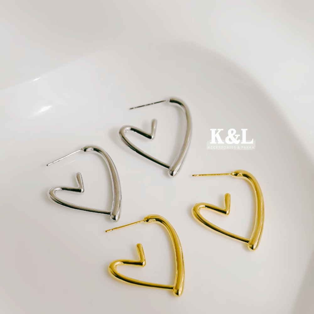 2色｜針式｜夾式 鏤空框架愛心耳環 極簡設計 歐美耳環 愛心耳環 耳針 耳環 飾品 禮物-細節圖4