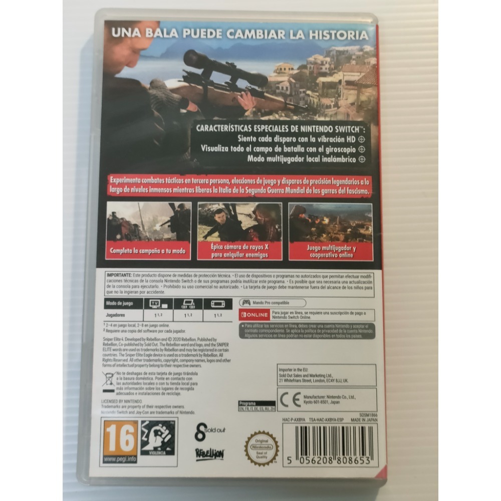 NS 狙擊精英4 (歐版中文) SWITCH 二手遊戲-細節圖2