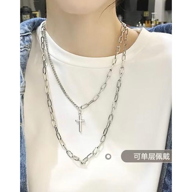 全新台灣現貨 潮流個性 嘻哈時尚項鍊 AB十字鏈 O字鎖鏈-細節圖2