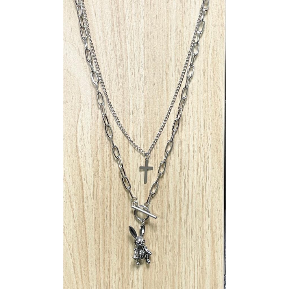 全新台灣現貨 四肢可動 兔子項鍊 十字項鍊 潮流個性 嘻哈時尚項鍊-細節圖2