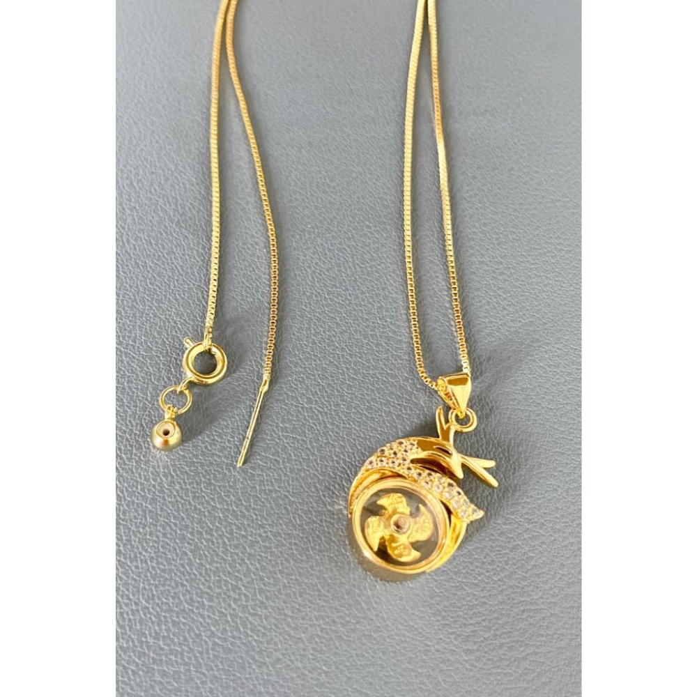 全新台灣現貨 金色 時來運轉 一鹿鑽 一路賺 項鍊 項鏈-細節圖2