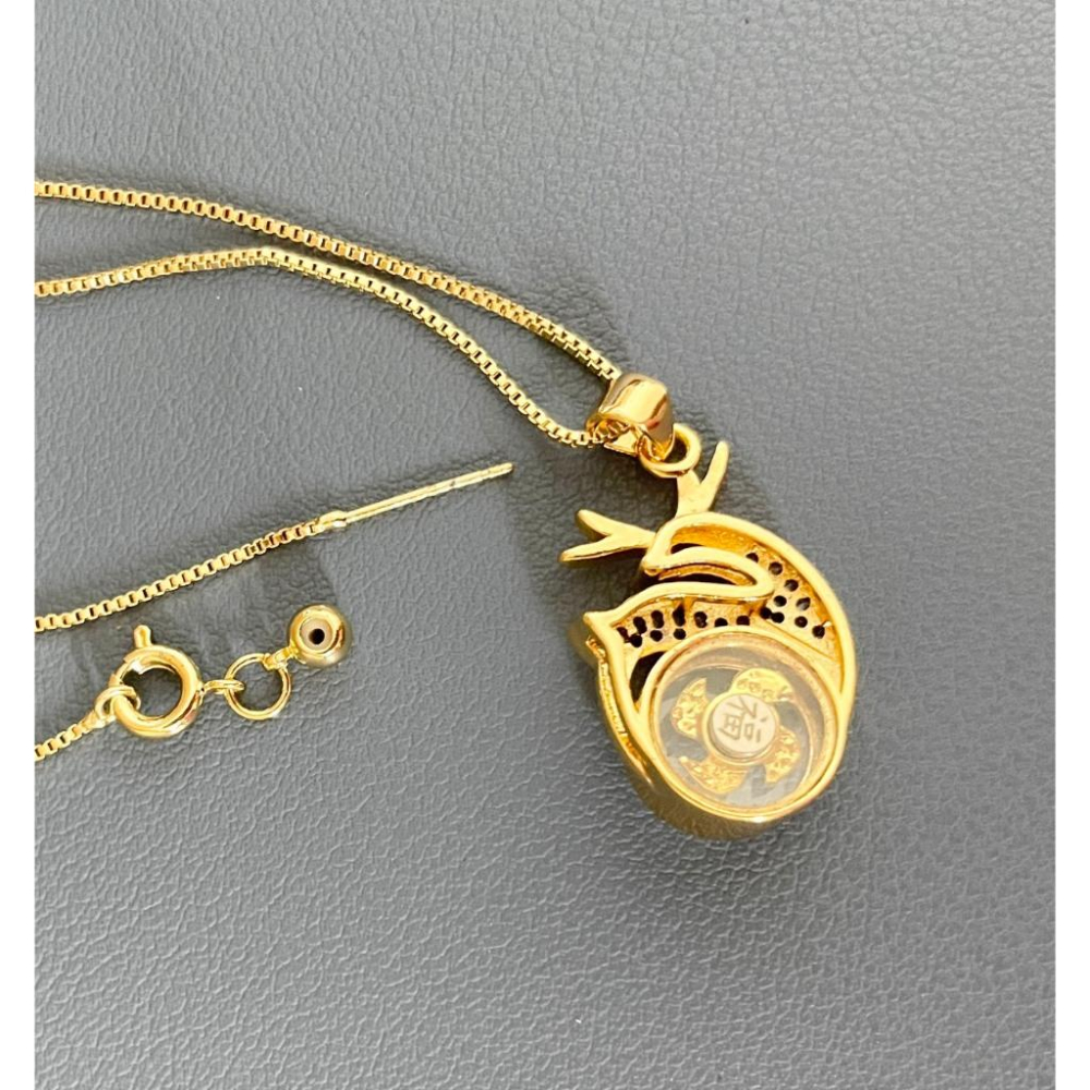 全新台灣現貨 金色 時來運轉 一鹿鑽 一路賺 項鍊 項鏈-細節圖3