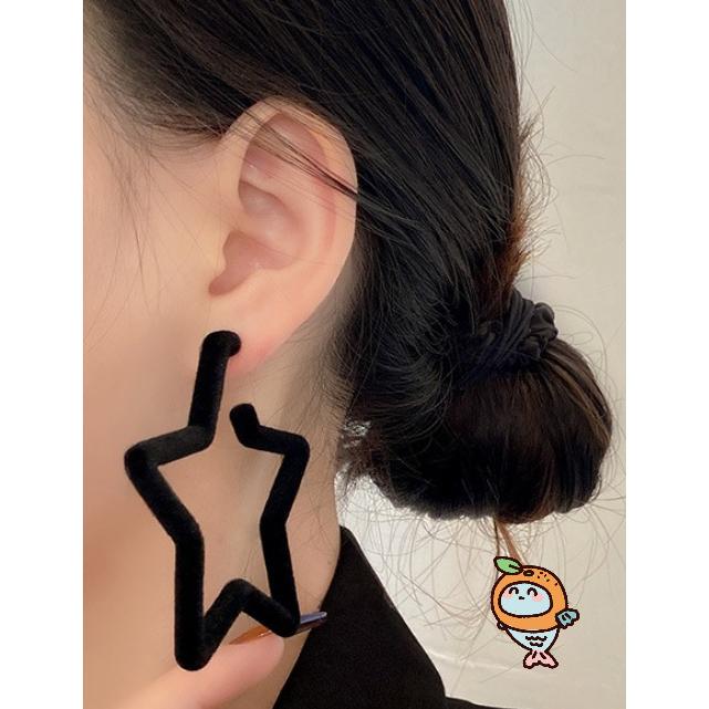 全新台灣現貨 超大誇張絨毛 愛心 圓形 方形 星星 耳針 耳環-細節圖3