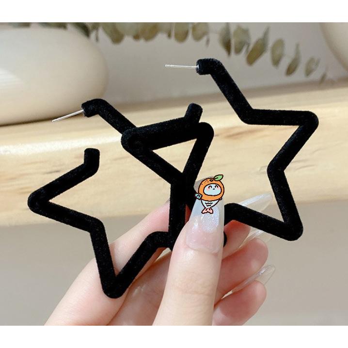 全新台灣現貨 超大誇張絨毛 愛心 圓形 方形 星星 耳針 耳環-細節圖7