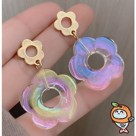 全新台灣現貨  S925純銀針 雷色光暈 浮誇雛菊 耳針 耳飾-細節圖2