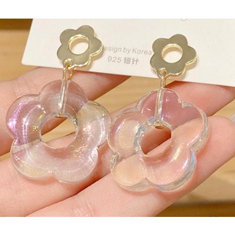 全新台灣現貨  S925純銀針 雷色光暈 浮誇雛菊 耳針 耳飾-細節圖3