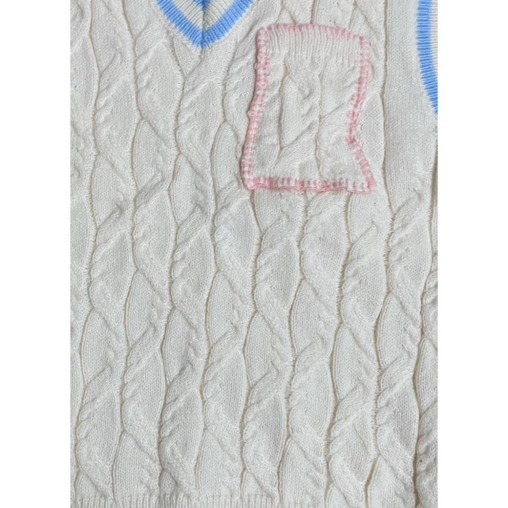 全新台灣現貨 學院風針織背心馬甲毛衣 寬鬆日系疊穿襯衫兩件套-細節圖5