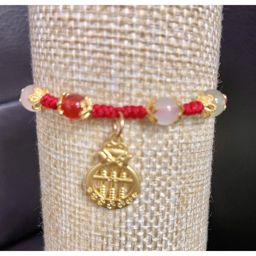 全新台灣現貨 五彩編織紅繩手繩 錢袋算盤款-細節圖2