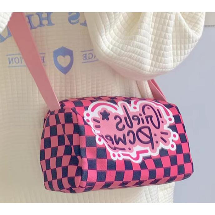 全新台灣現貨 小眾塗鴉磚塊包包 棋盤格小方包  單肩斜背包-細節圖4