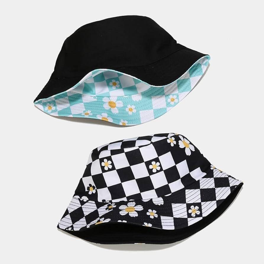 全新台灣現貨 雙面可載 格子雛菊漁夫帽 休閒太陽帽-細節圖2