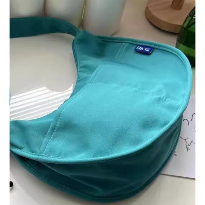 全新台灣現貨 大容量通勤包日系ins湖水綠復古餃子包純色百搭斜背包少女帆布包-細節圖4