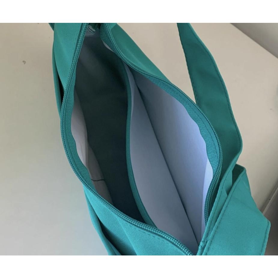 全新台灣現貨 大容量通勤包日系ins湖水綠復古餃子包純色百搭斜背包少女帆布包-細節圖5