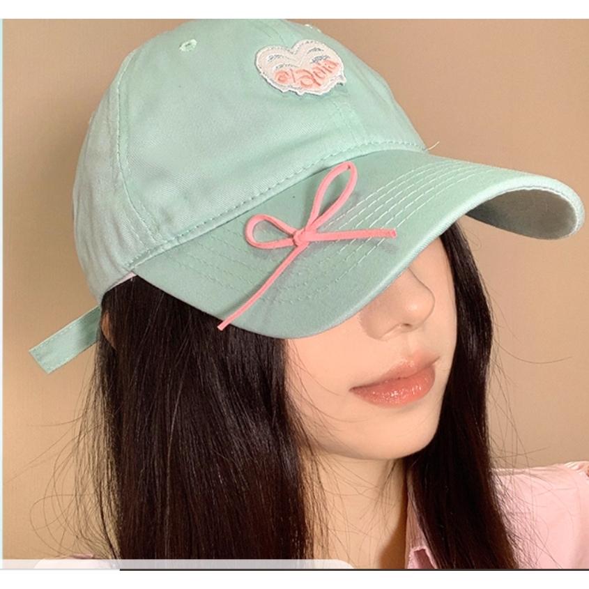 全新台灣現貨 薄荷綠 曼波愛心蝴蝶結棒球帽 防曬遮陽 顯臉小帽子-細節圖4