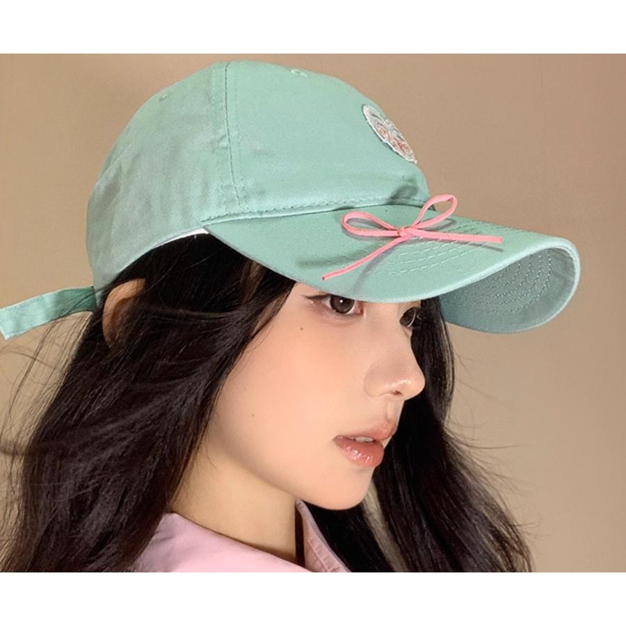 全新台灣現貨 薄荷綠 曼波愛心蝴蝶結棒球帽 防曬遮陽 顯臉小帽子-細節圖5