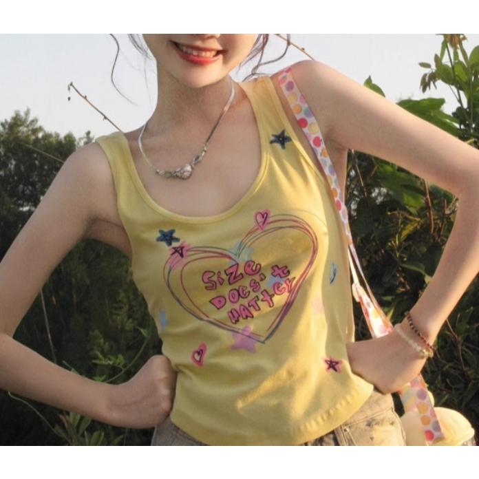 全新台灣現貨 甜辣妹修身挖背多巴胺性感顯瘦愛心印花短上衣 牛仔百褶裙-細節圖3