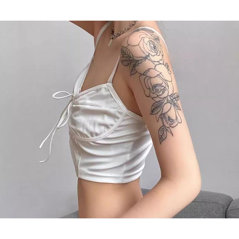 全新台灣現貨 歐美 辣妹小眾 純色吊帶上衣露背繫帶短版小背心-細節圖5