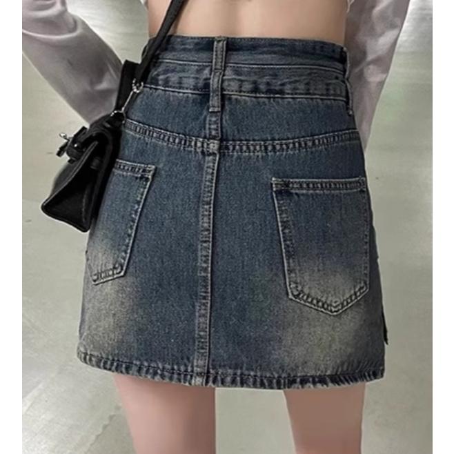 全新台灣現貨 美式辣妹撞色櫻桃印花短版背心 顯瘦A字百搭牛仔短裙-細節圖7