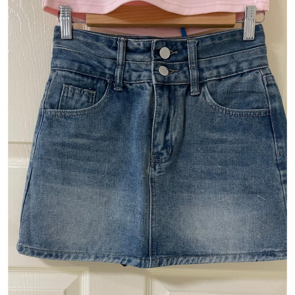 全新台灣現貨 美式辣妹撞色櫻桃印花短版背心 顯瘦A字百搭牛仔短裙-細節圖8